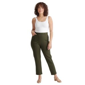 Quince Olive Green Ultra Stretch Ponte Straight Leg Pants Size Large Petite L P